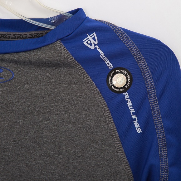 Rawlings Heat Fusion Power Balance 3/4 sleeve top gray and blue in Adult small - Picture 4 of 6